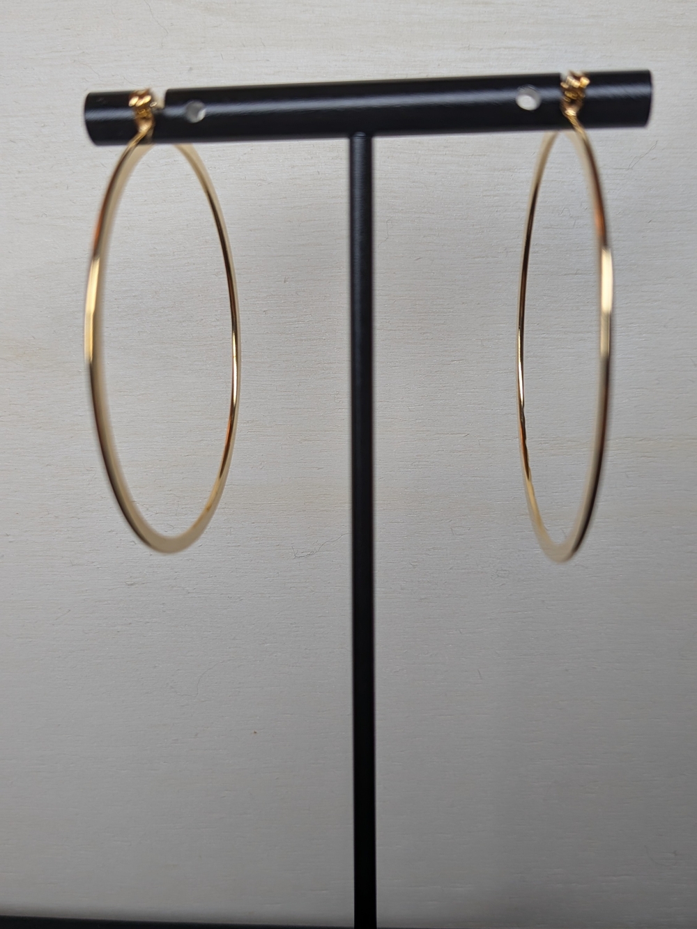 18k Gold Filled Etched Hoop Earrings - Classic Large With Detail - 2"